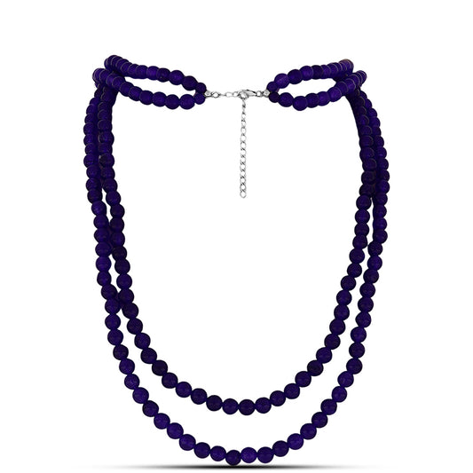 Silberhalskette mit lila Jade