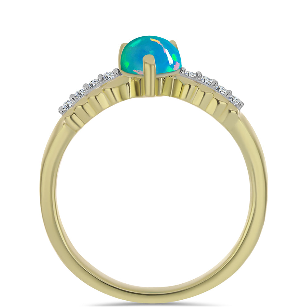 Goldplattierter Silberring mit äthiopischem Paraiba-Blauopal und weißem Topas