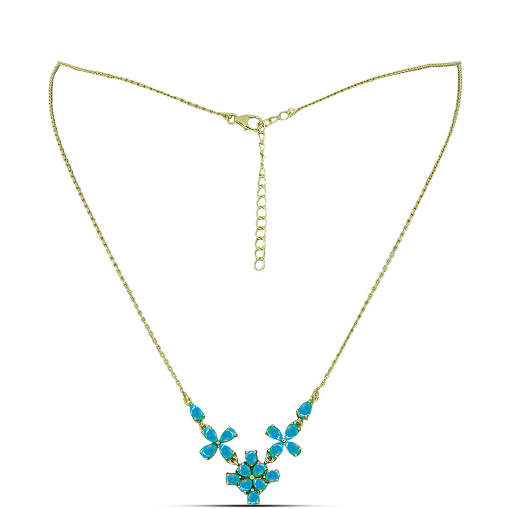 Goldplattierte Silberhalskette mit äthiopischem Paraiba-Blauopal