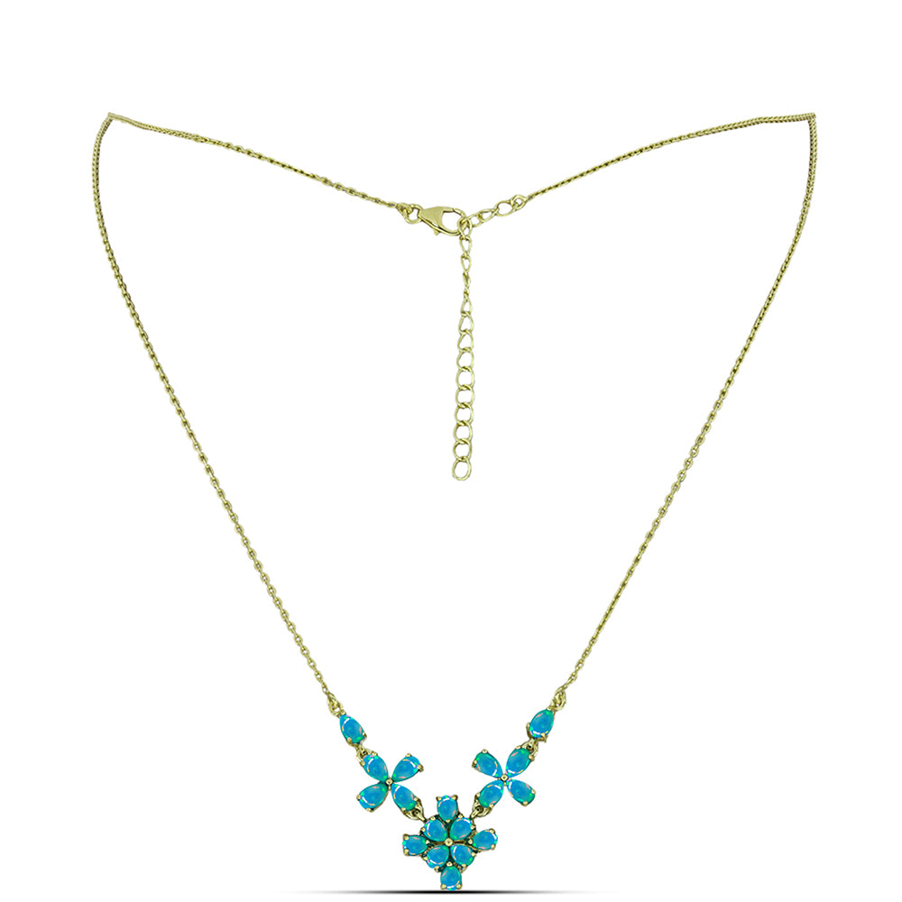 Goldplattierte Silberhalskette mit äthiopischem Paraiba-Blauopal