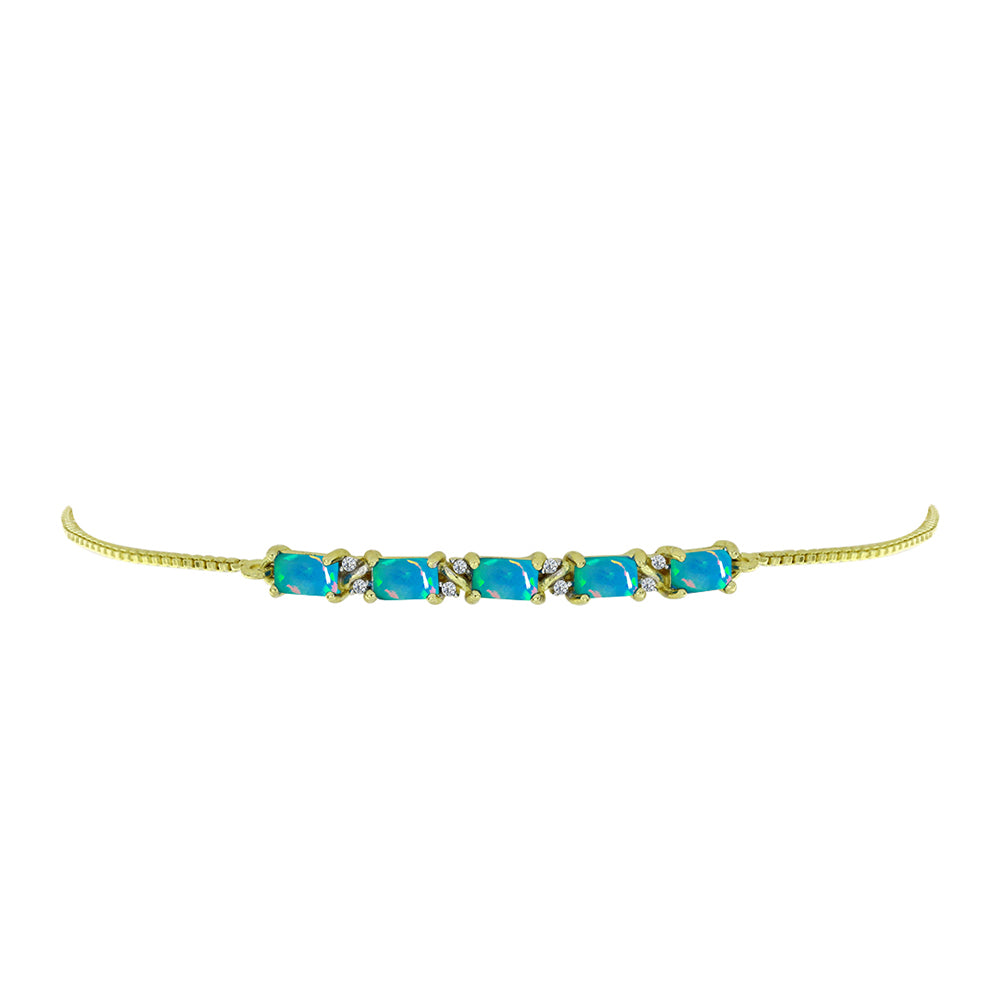 Goldplattiertes Silberarmband mit äthiopischem Paraiba-Blauopal und weißem Topas