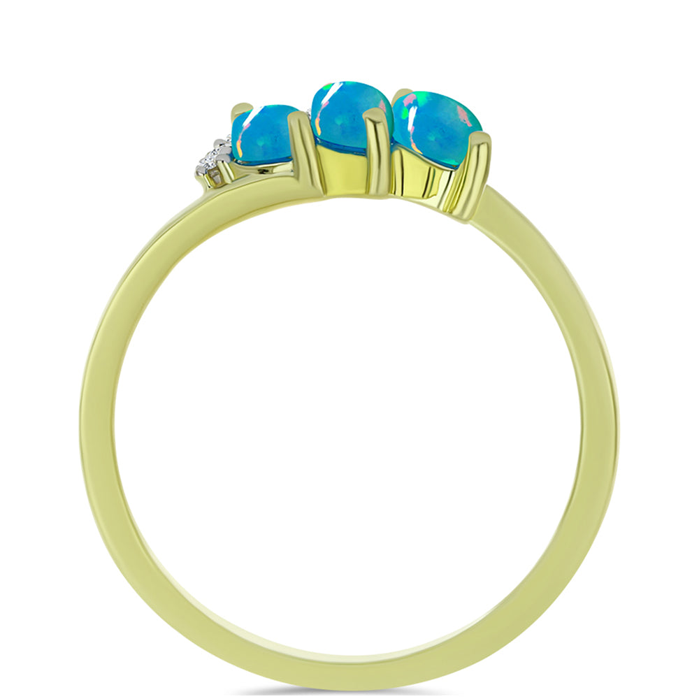 Goldplattierter Silberring mit äthiopischem Paraiba-Blauopal und weißem Topas