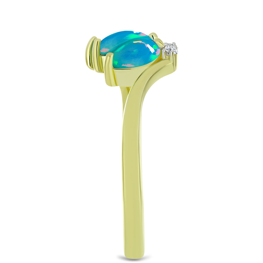 Goldplattierter Silberring mit äthiopischem Paraiba-Blauopal und weißem Topas