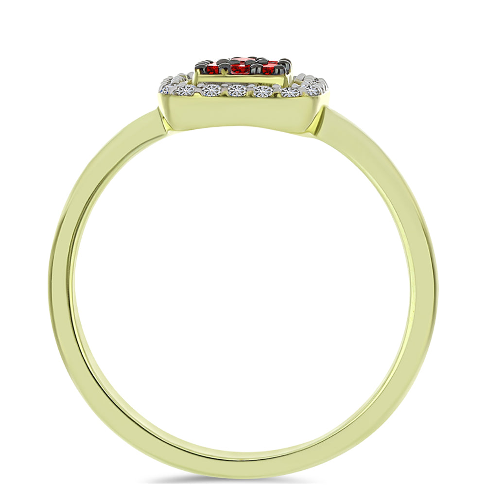 Goldplattierter Silberring mit rotem Diamant