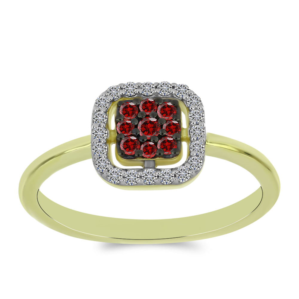 Goldplattierter Silberring mit rotem Diamant