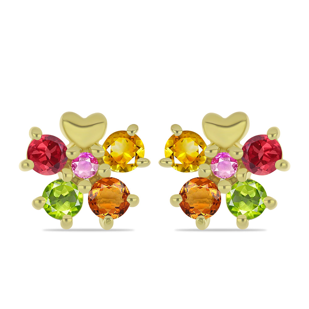 Goldplattierte Silberohrringe mit regenbogenfarbenem Rosebery Saphir 1