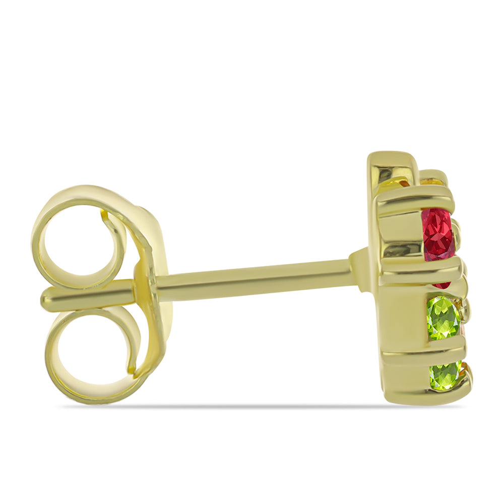 Goldplattierte Silberohrringe mit regenbogenfarbenem Rosebery Saphir 2