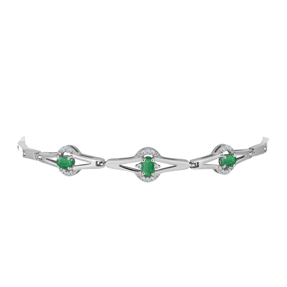 Silberarmband mit brasilianischem Smaragd und weißem Topas 2