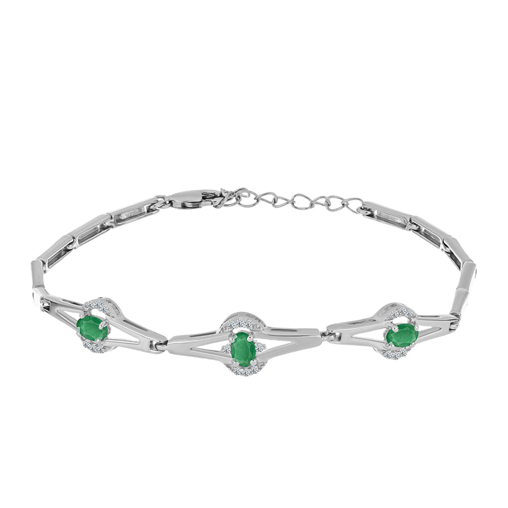 Silberarmband mit brasilianischem Smaragd und weißem Topas 1