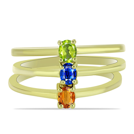 schmuckgarnitur aus Goldplattierte Silber mit australischem blauem Saphir und Padparadscha Saphir