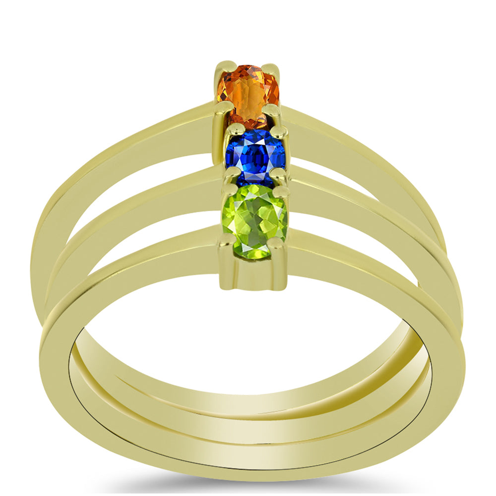 schmuckgarnitur aus Goldplattierte Silber mit australischem blauem Saphir und Padparadscha Saphir