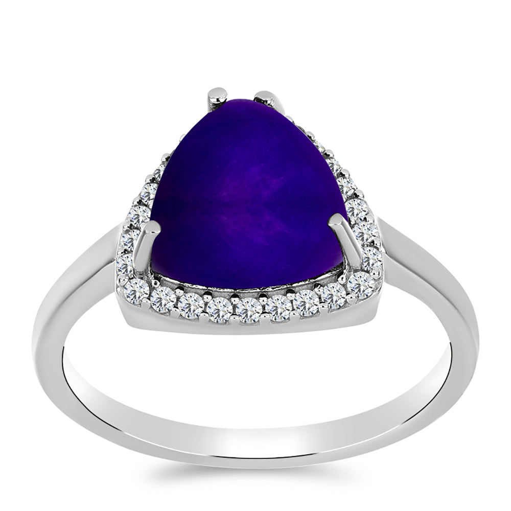 Silberring mit lila Jade und weißem Topas