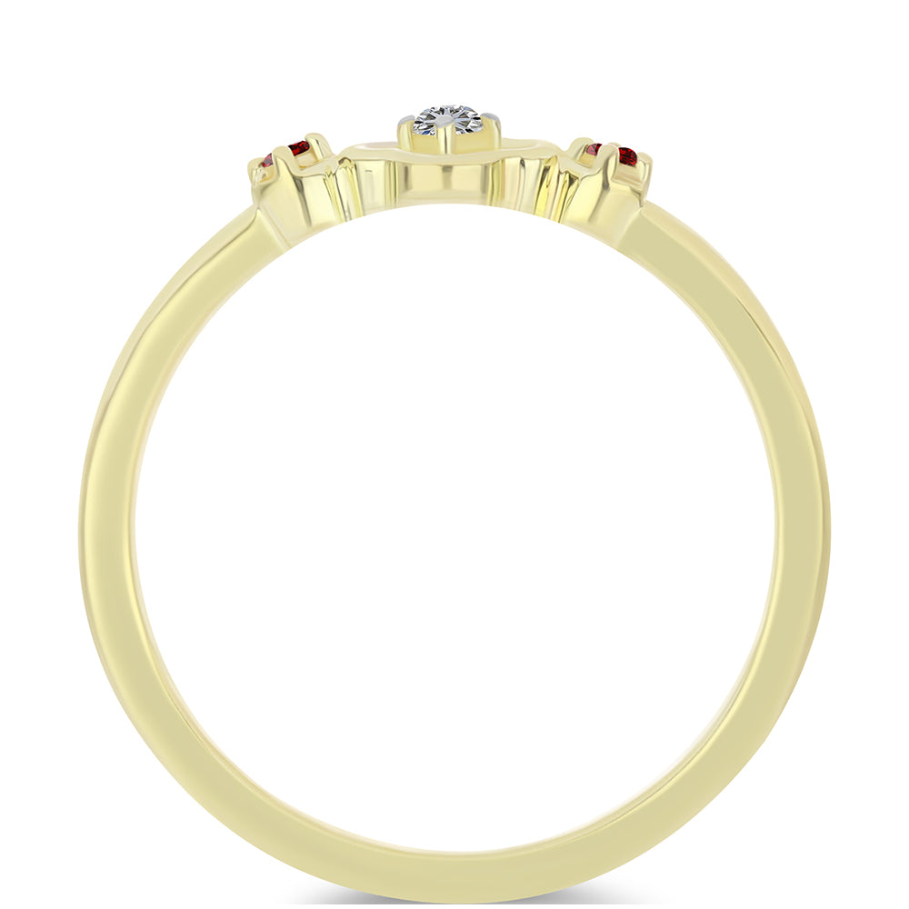 Goldplattierter Silberring mit rotem Diamant und weißem Diamant 2