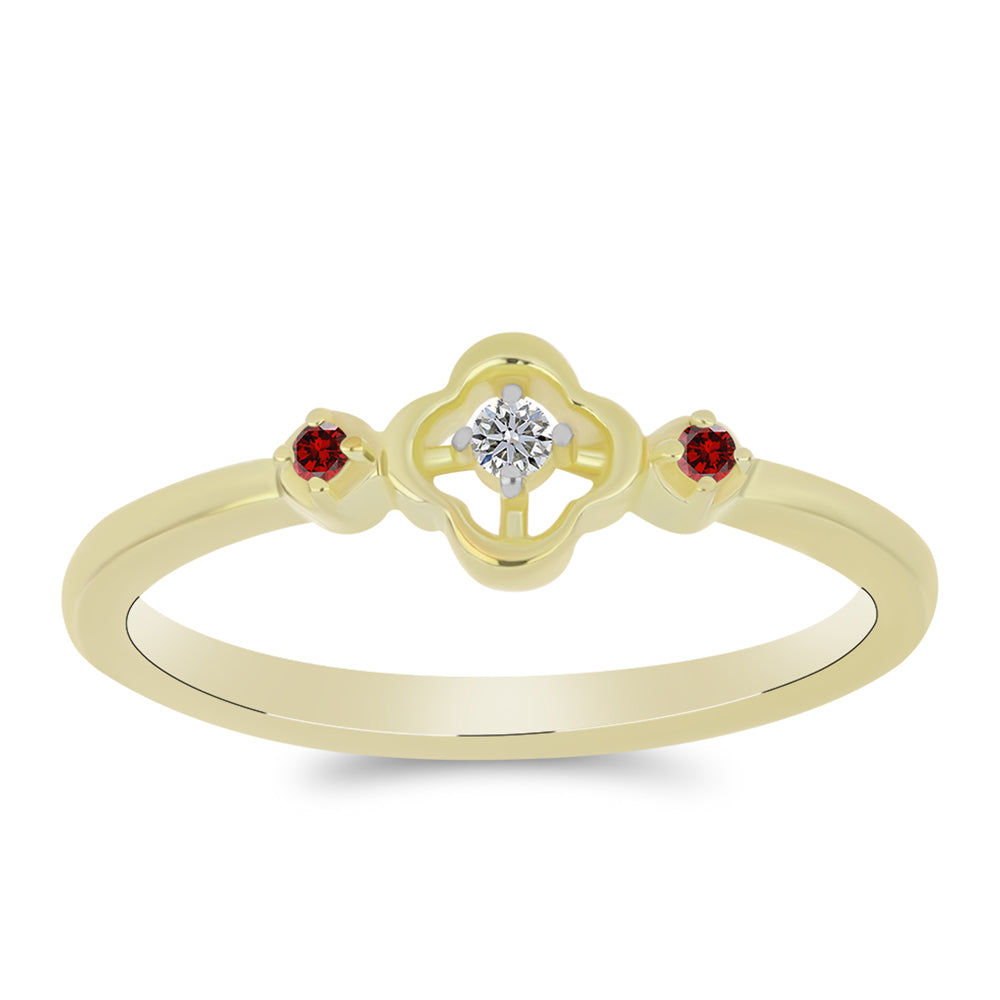 Goldplattierter Silberring mit rotem Diamant und weißem Diamant 3