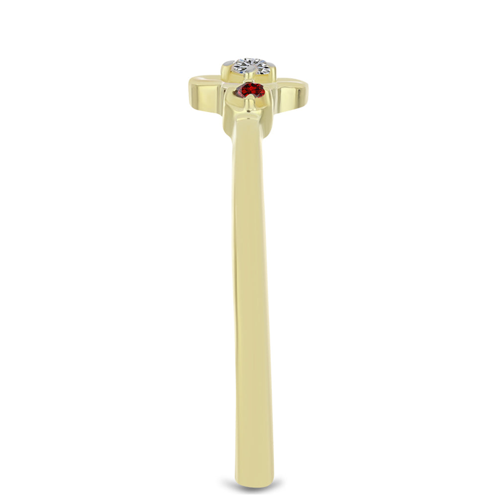 Goldplattierter Silberring mit rotem Diamant und weißem Diamant 4