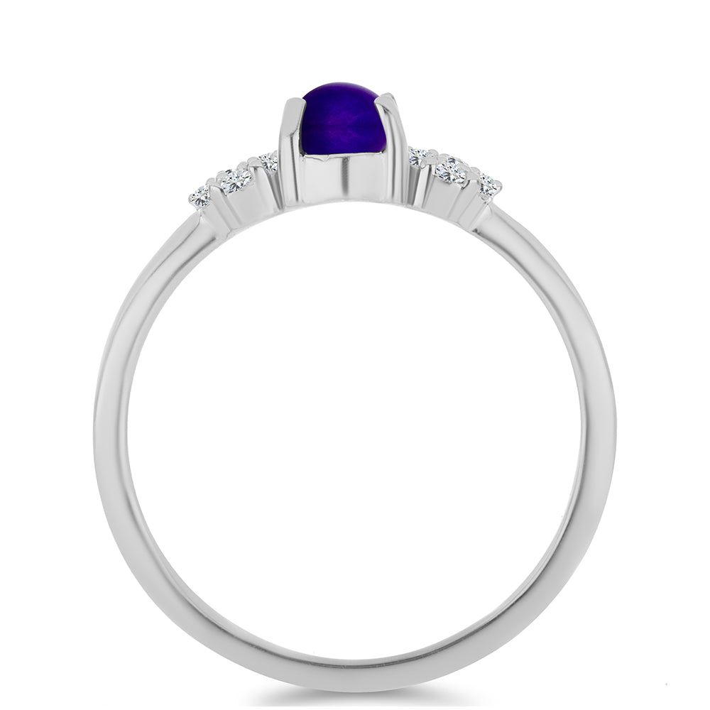 Silberring mit lila Jade und weißem Topas