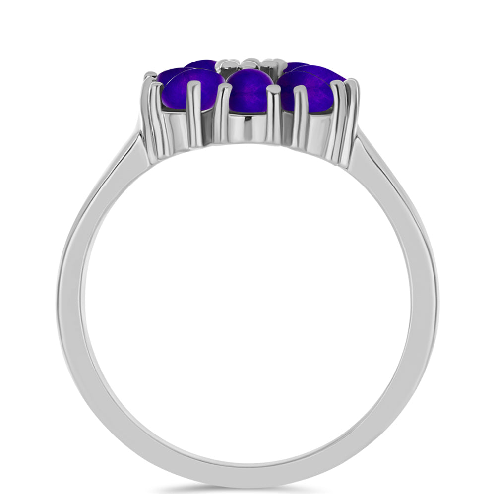 Silberring mit lila Jade und weißem Topas