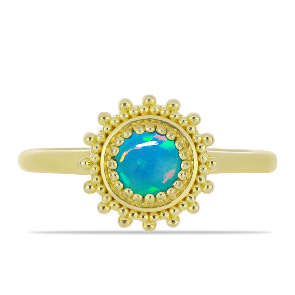 Goldplattierter Silberring mit äthiopischem Paraiba-Blauopal 1