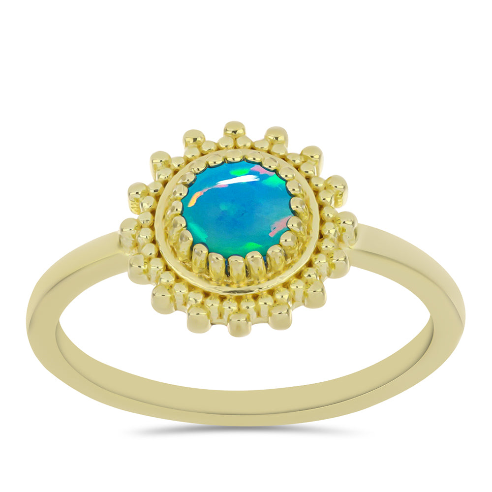 Goldplattierter Silberring mit äthiopischem Paraiba-Blauopal