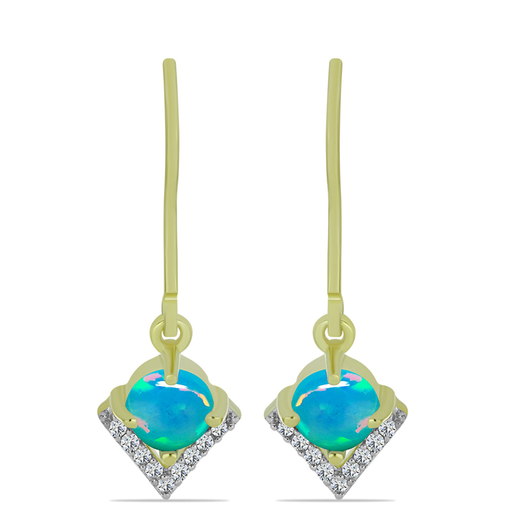 Goldplattierte Silberohrringe mit äthiopischem Paraiba-Blauopal und weißem Topas 3