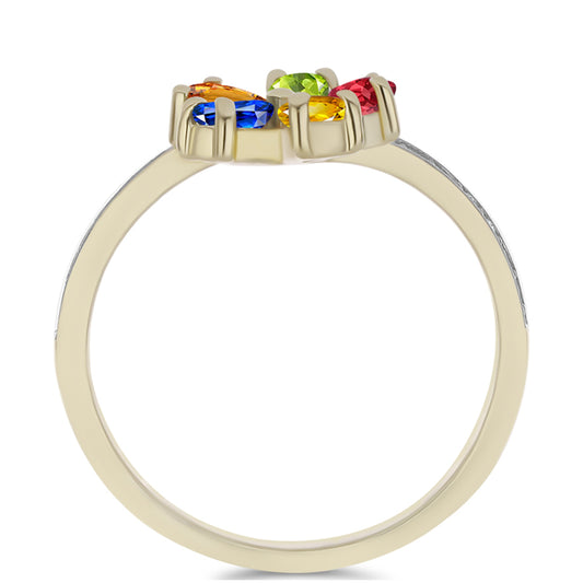 Goldplattierter Silberring mit regenbogenfarbenem Rosebery Saphir und weißem Topas