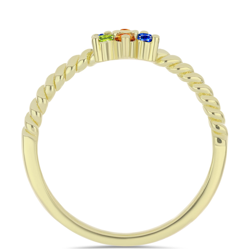 Goldplattierter Silberring mit regenbogenfarbenem Rosebery Saphir und weißem Topas