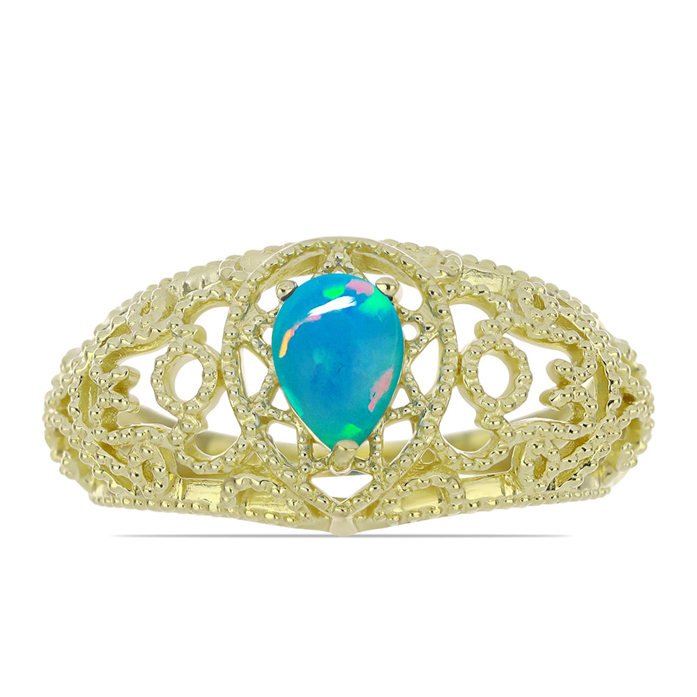 Goldplattierter Silberring mit äthiopischem Paraiba-Blauopal 1