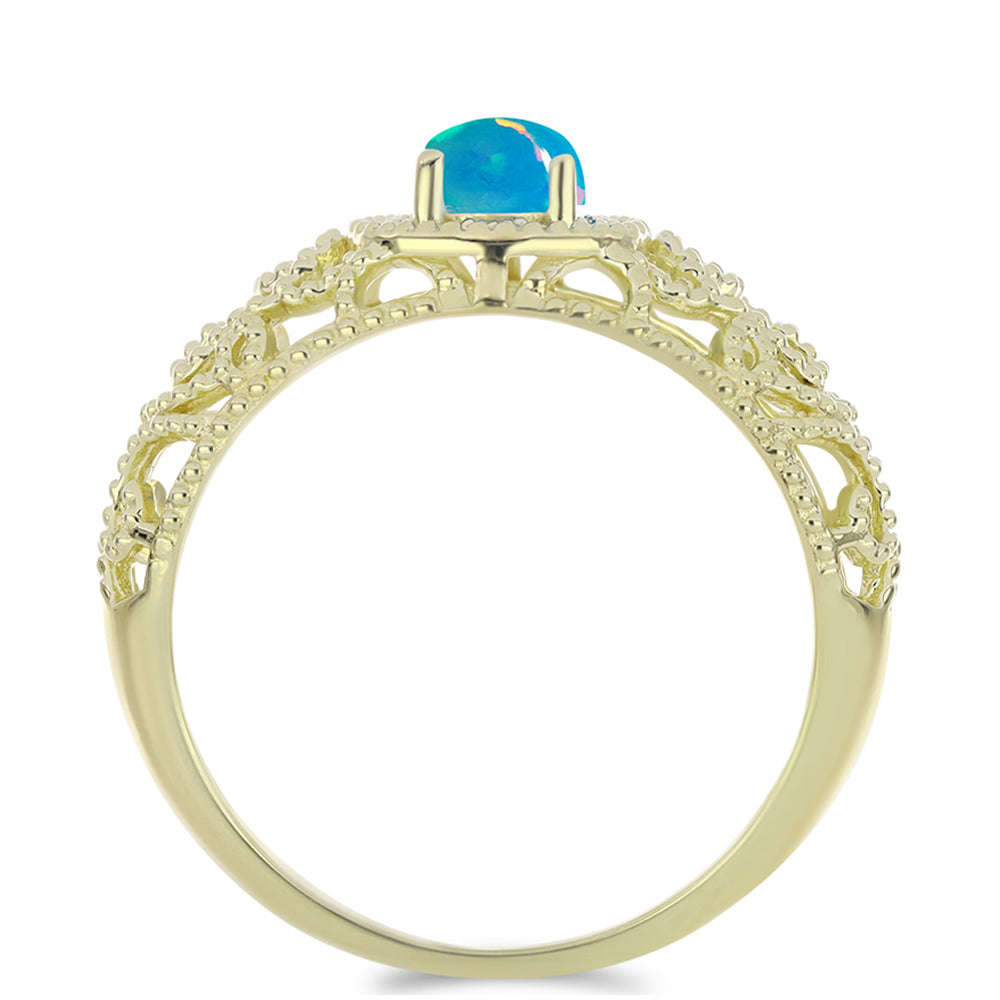 Goldplattierter Silberring mit äthiopischem Paraiba-Blauopal 2