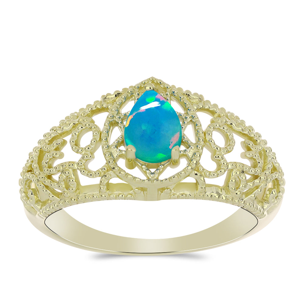 Goldplattierter Silberring mit äthiopischem Paraiba-Blauopal 3