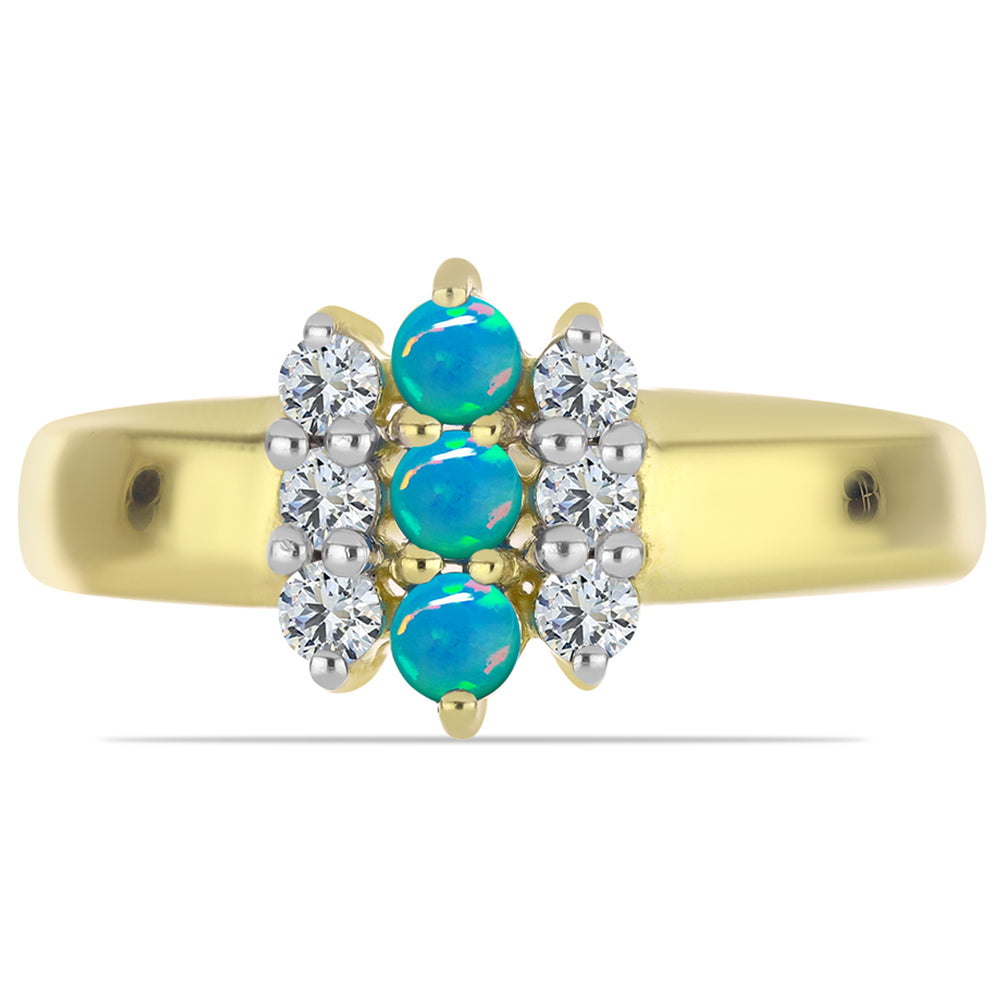 Goldplattierter Silberring mit äthiopischem Paraiba-Blauopal und weißem Topas 1