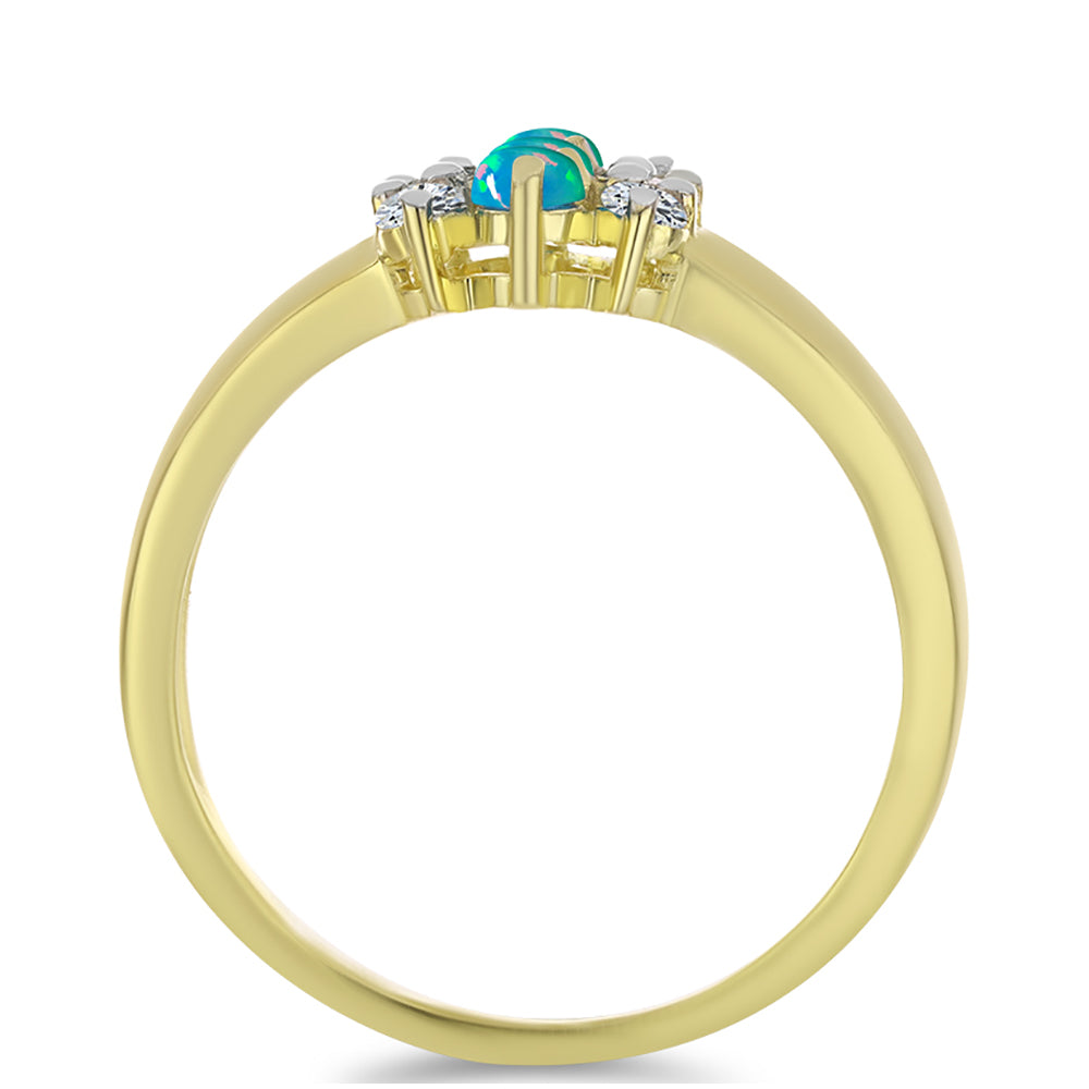 Goldplattierter Silberring mit äthiopischem Paraiba-Blauopal und weißem Topas 2