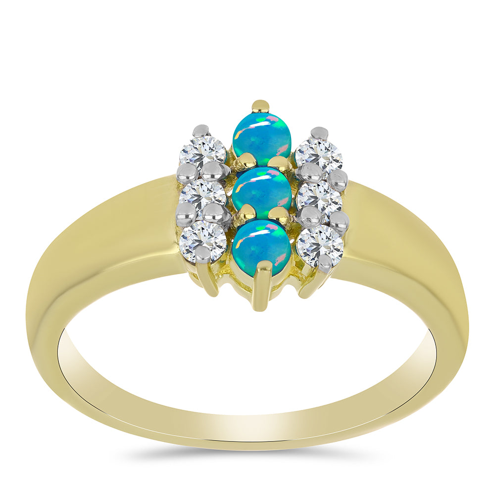 Goldplattierter Silberring mit äthiopischem Paraiba-Blauopal und weißem Topas 3