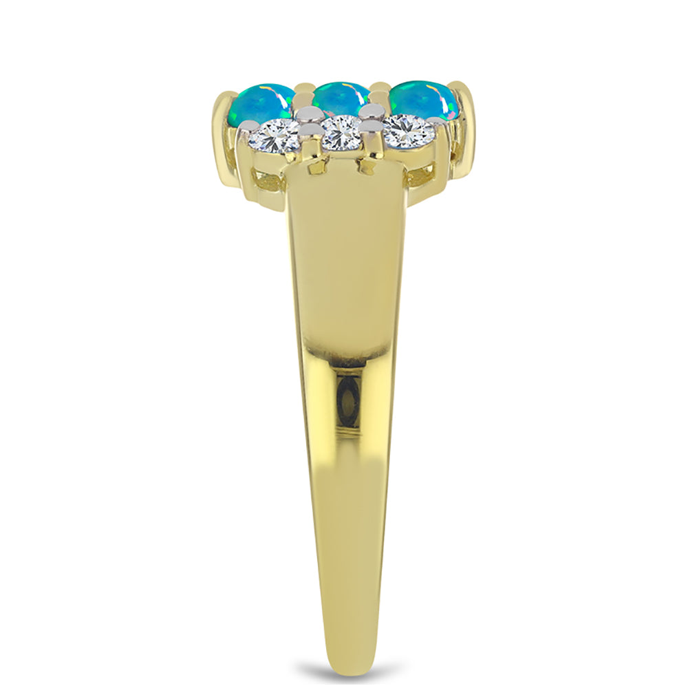Goldplattierter Silberring mit äthiopischem Paraiba-Blauopal und weißem Topas 4
