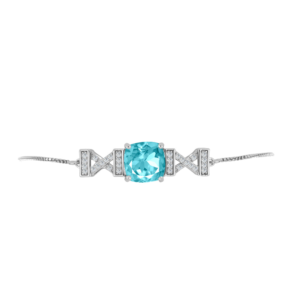 Silberarmband mit Paraiba Quarz und weißem Topas 2