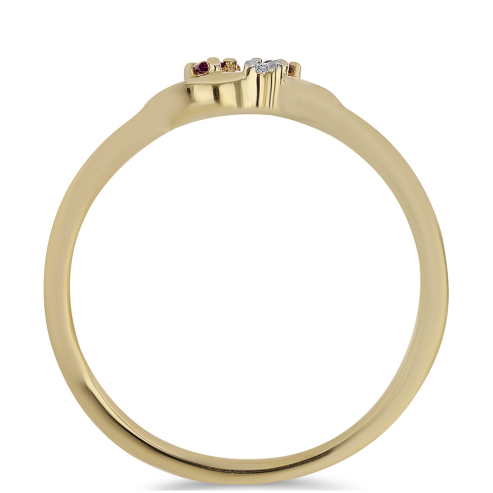 Goldplattierter Silberring mit lila Diamant und weißem Diamant