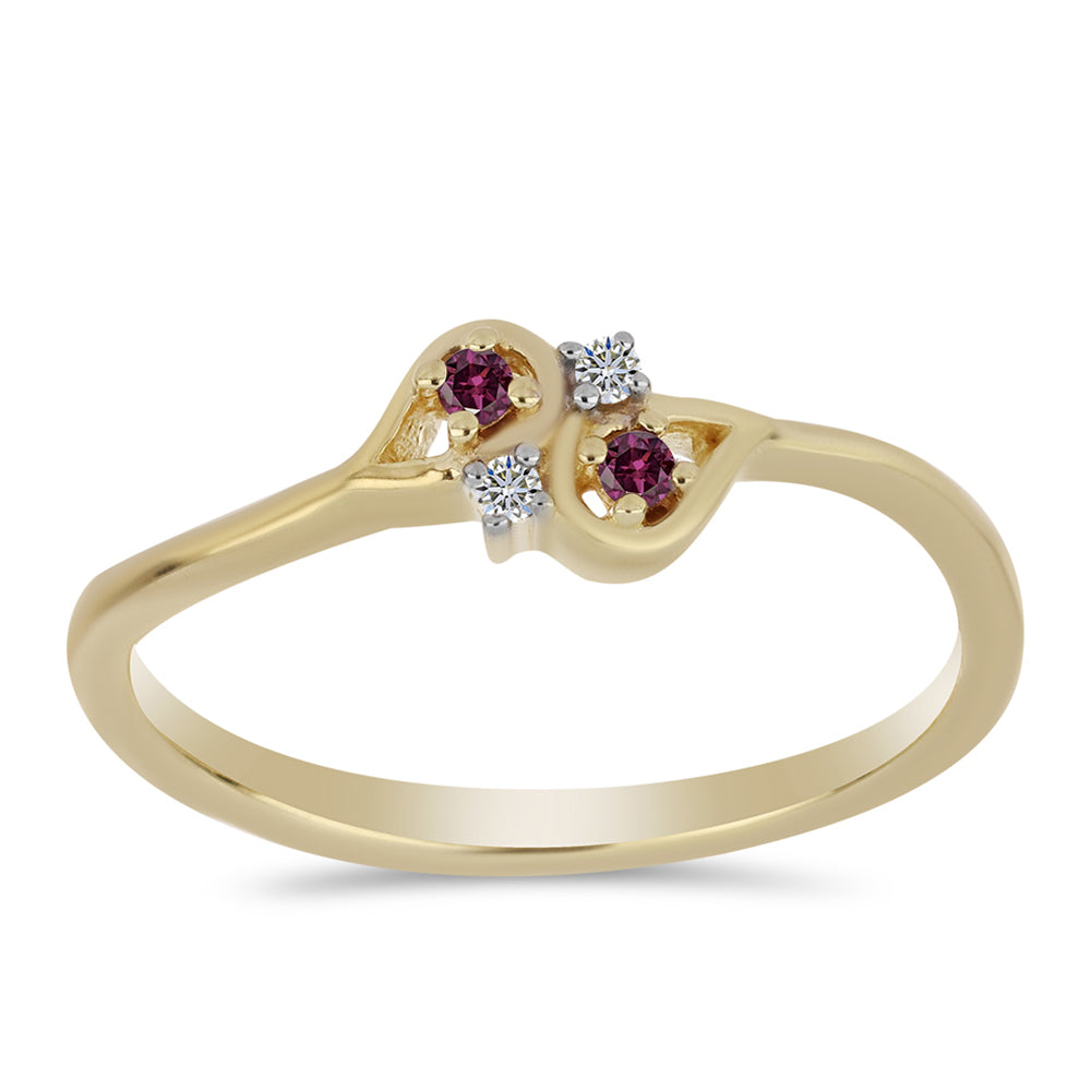 Goldplattierter Silberring mit lila Diamant und weißem Diamant