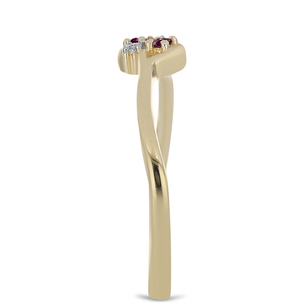 Goldplattierter Silberring mit lila Diamant und weißem Diamant