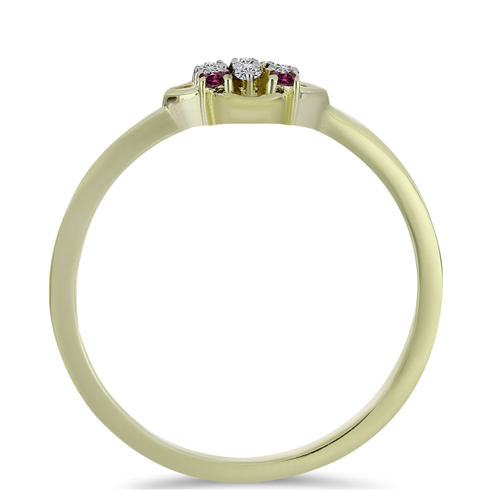 Goldplattierter Silberring mit lila Diamant und weißem Diamant 2