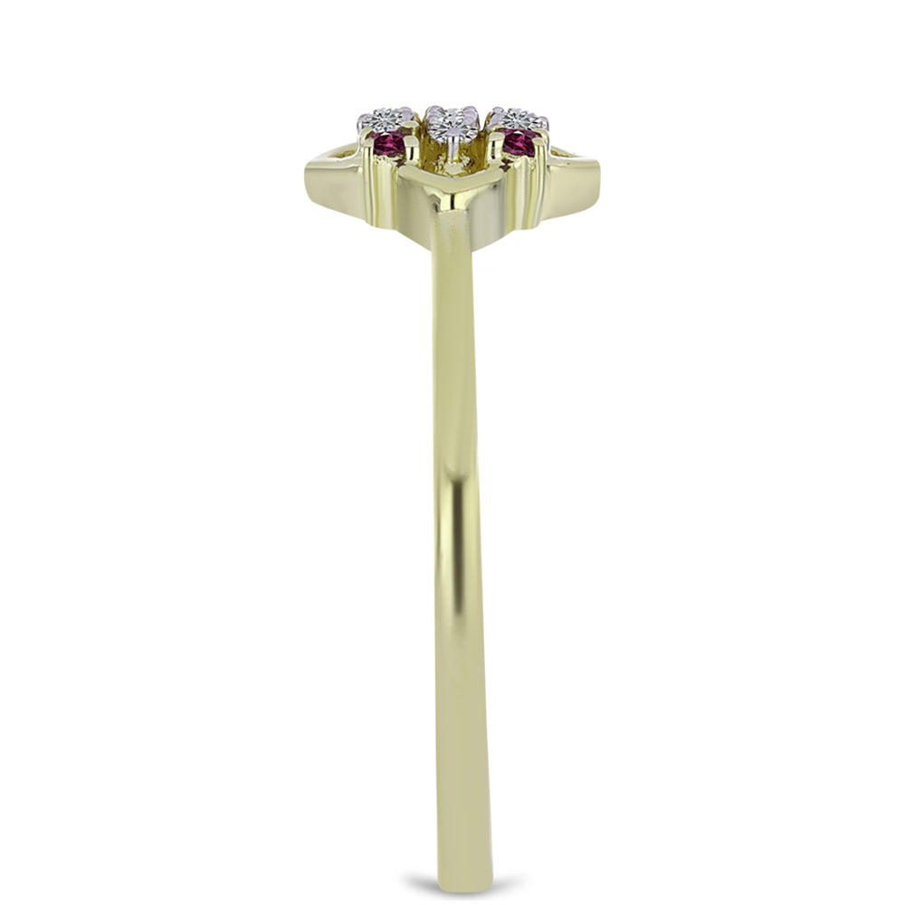 Goldplattierter Silberring mit lila Diamant und weißem Diamant