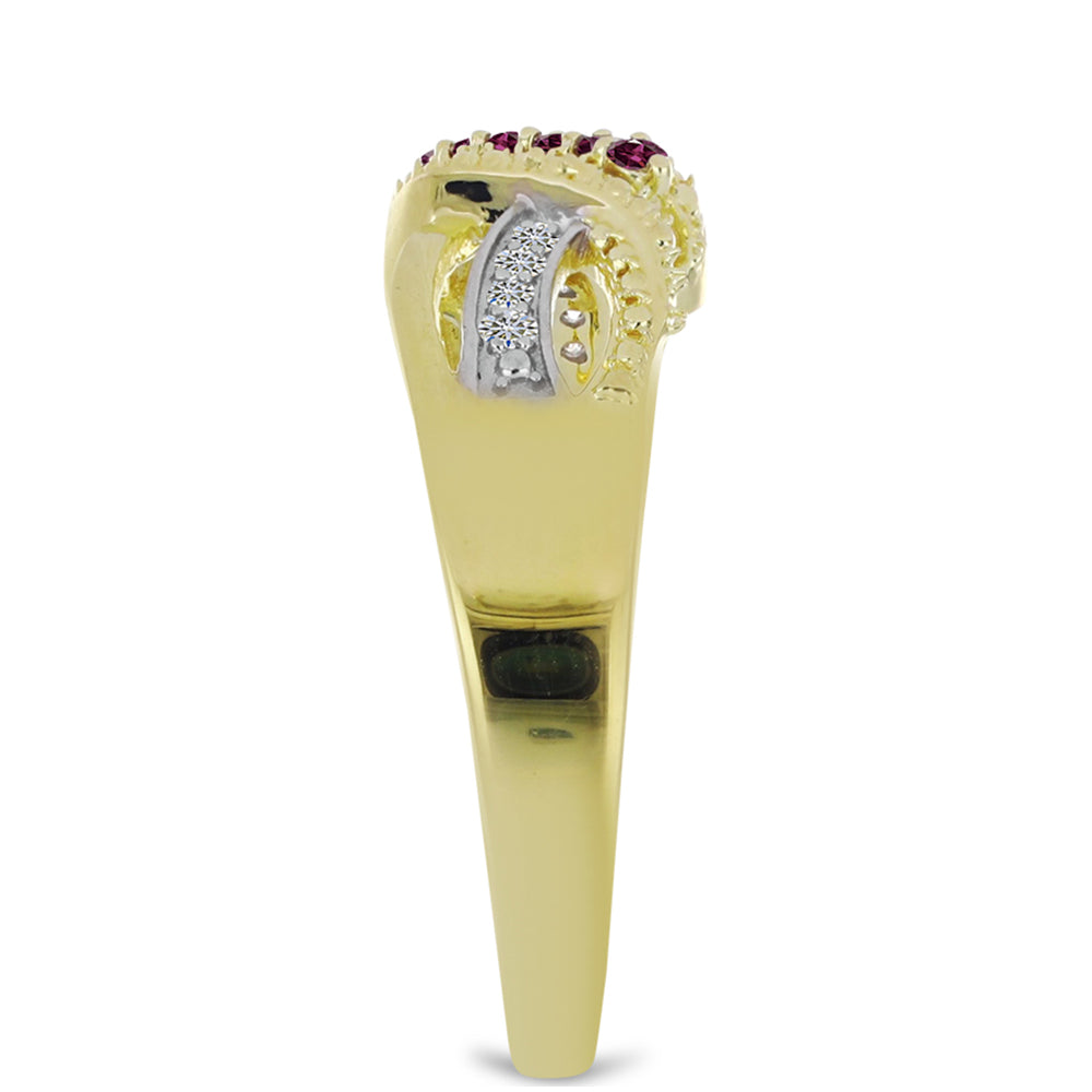 Goldplattierter Silberring mit lila Diamant