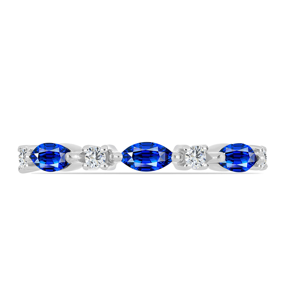 Silberring mit australischem blauem Saphir und weißem Topas