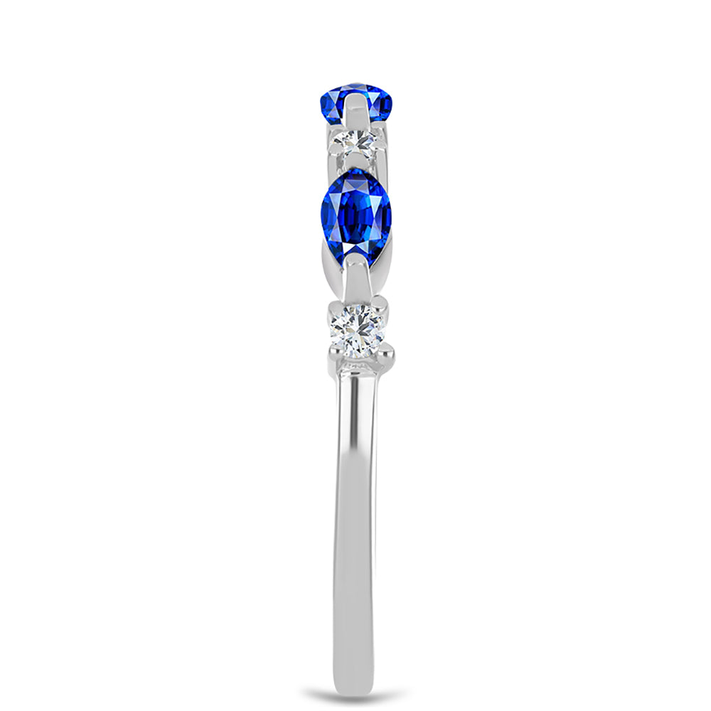 Silberring mit australischem blauem Saphir und weißem Topas