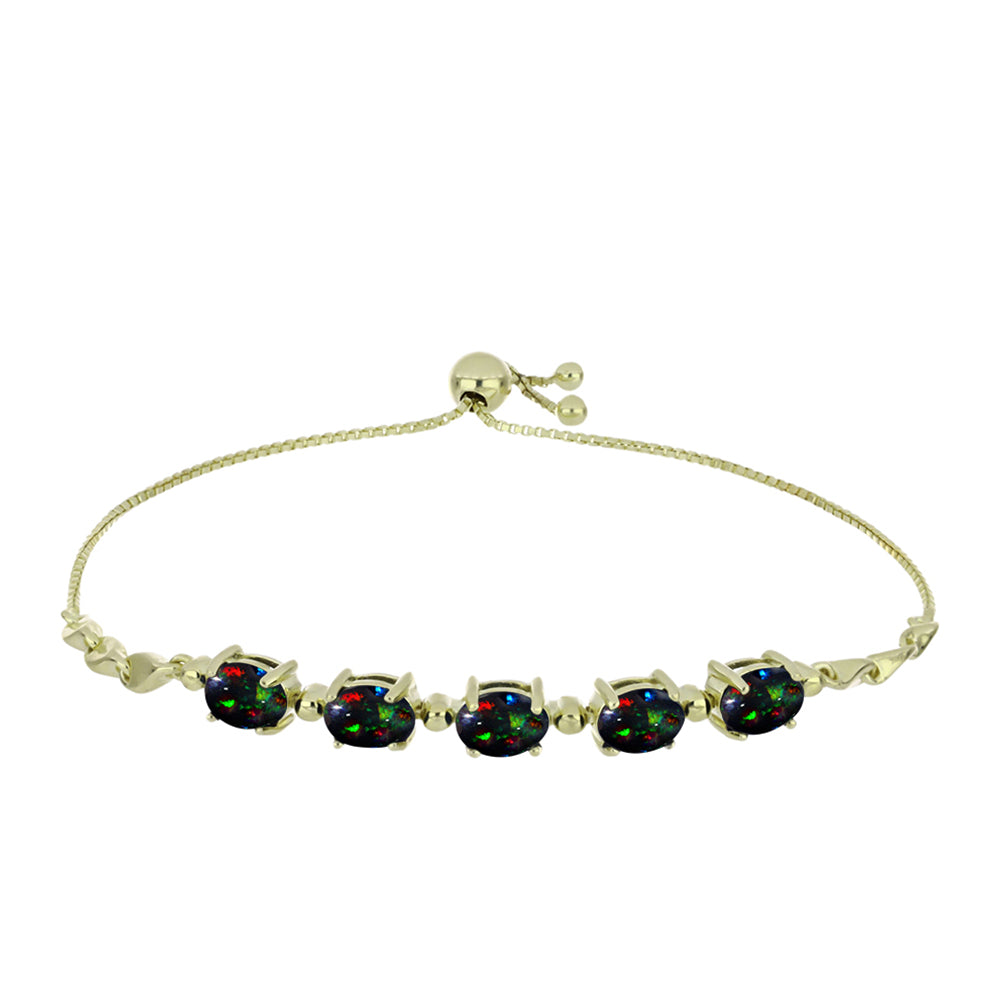 Goldplattiertes Silberarmband mit mitternachtsschwarzem äthiopischen Opal aus Lega Dembi 1