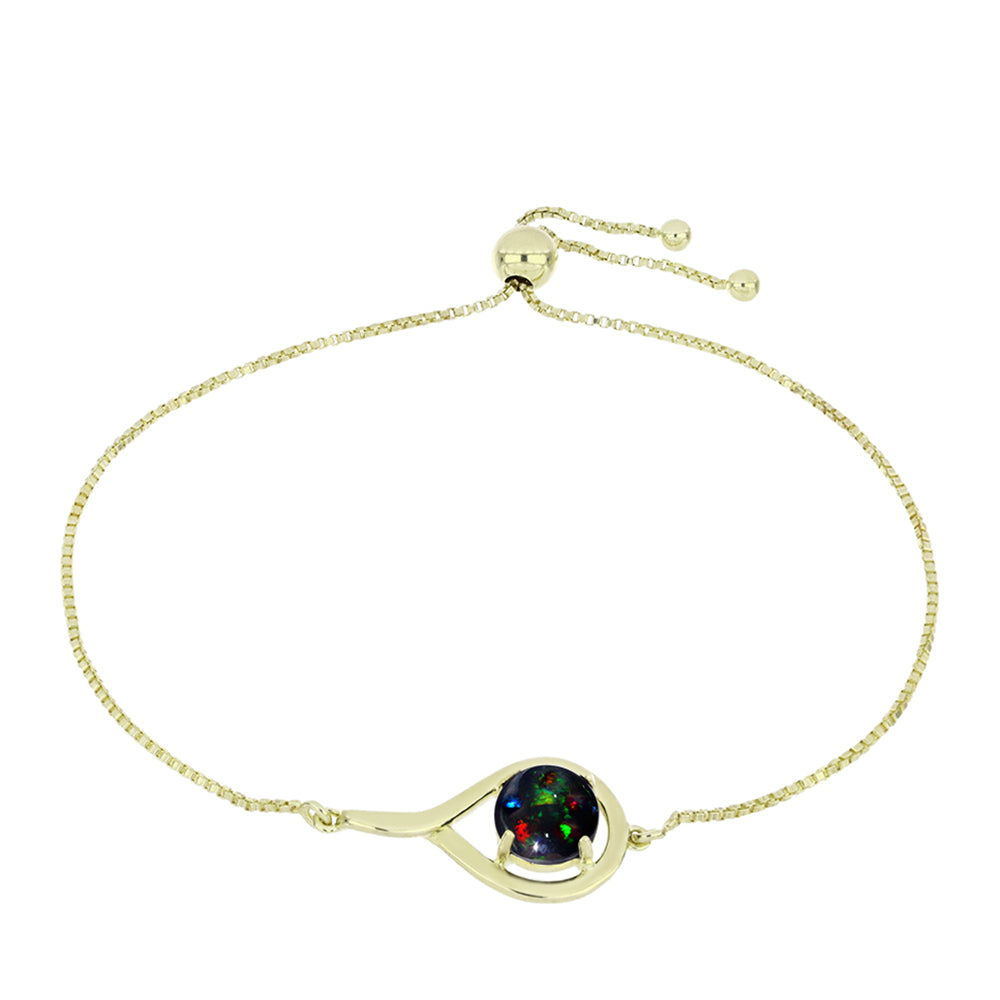 Goldplattiertes Silberarmband mit mitternachtsschwarzem äthiopischen Opal aus Lega Dembi 1