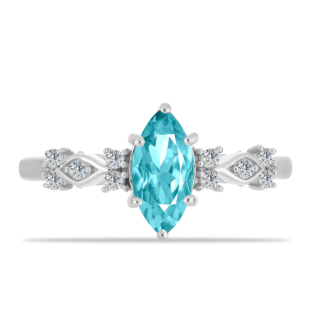Silberring mit Paraiba Quarz und weißem Topas 1