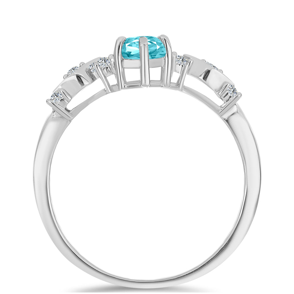 Silberring mit Paraiba Quarz und weißem Topas 2