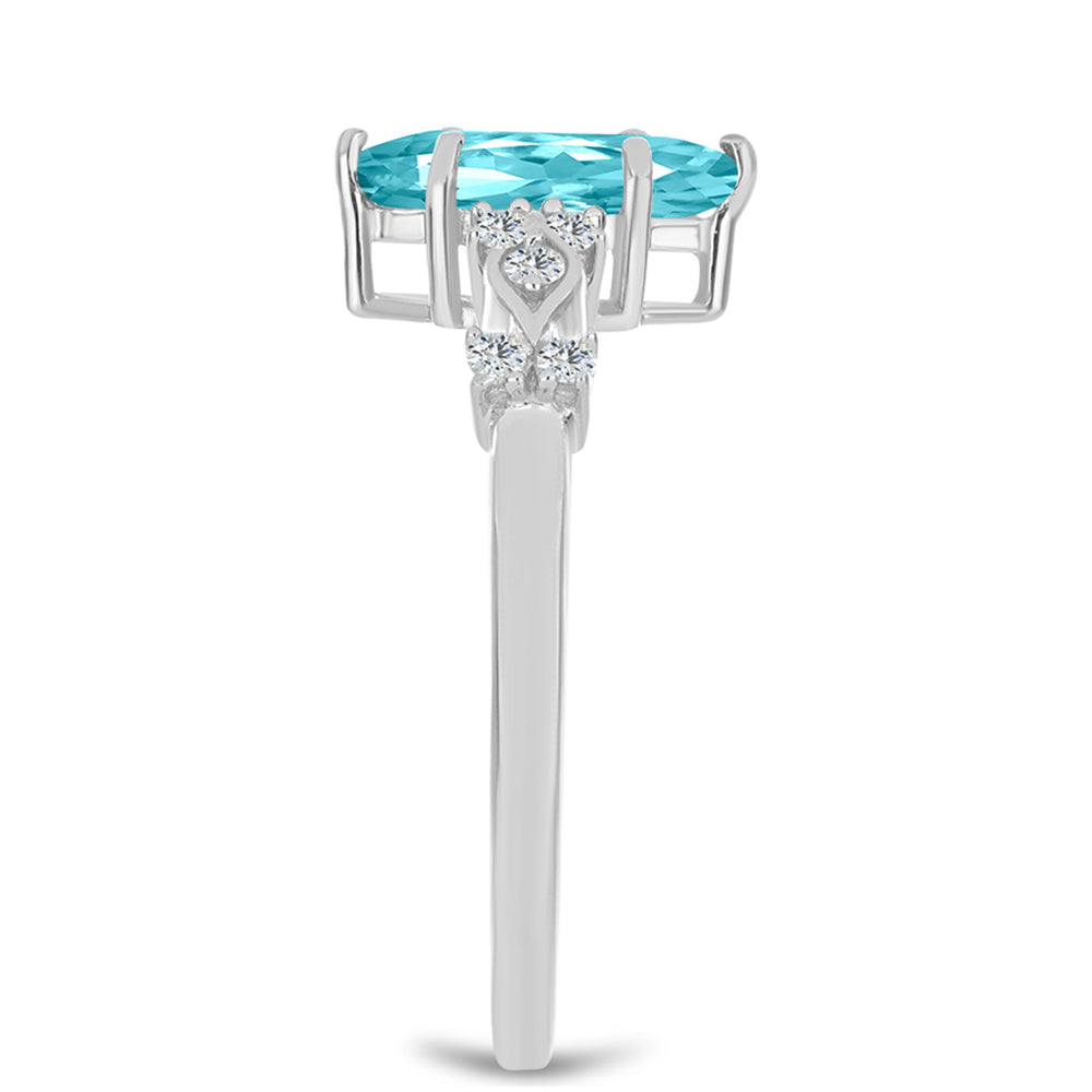 Silberring mit Paraiba Quarz und weißem Topas 4