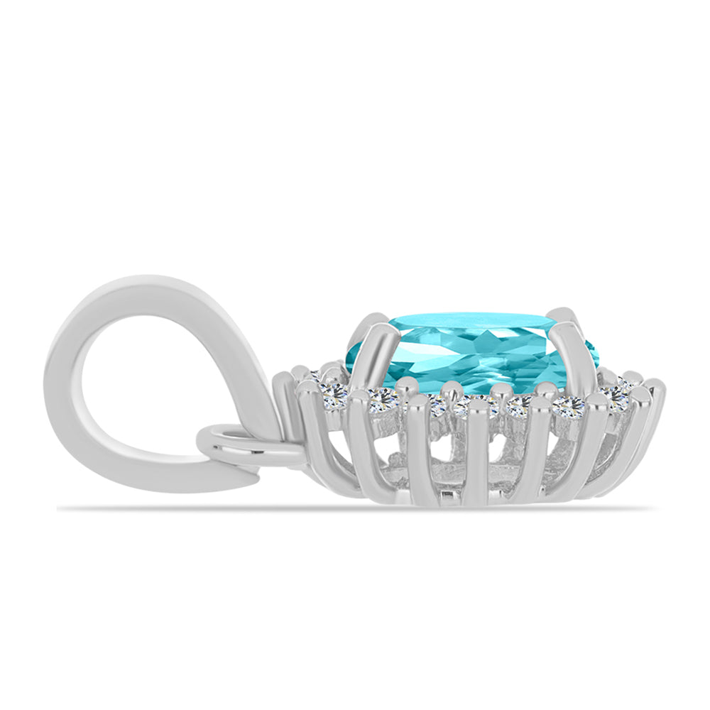 Silberanhänger mit Paraiba Quarz und weißem Topas