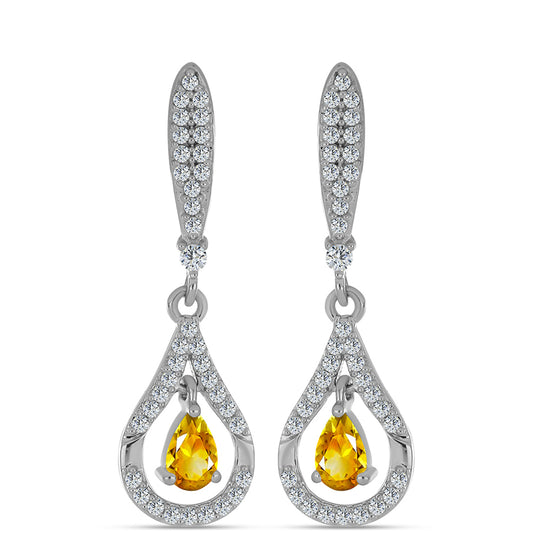 Silberohrringe mit Zitrin aus dem Ural und weißem Topas