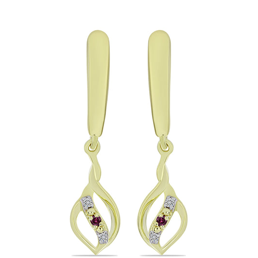 Goldplattierte Silberohrringe mit lila Diamant und weißem Diamant